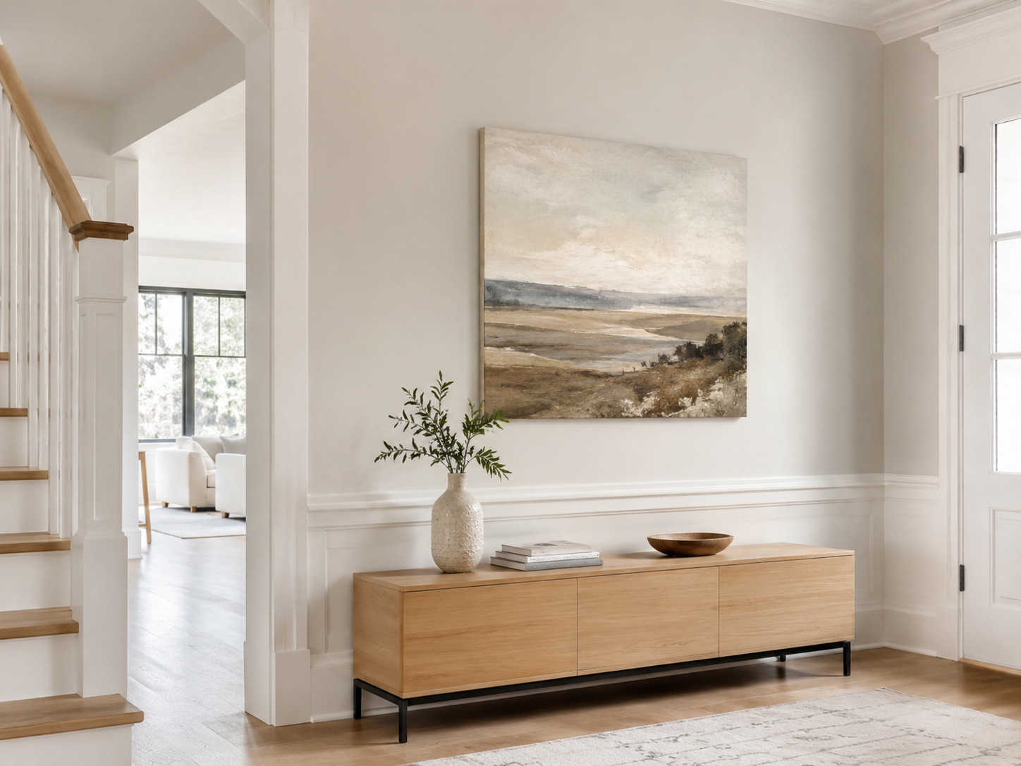 Neutral landscape framed artwork