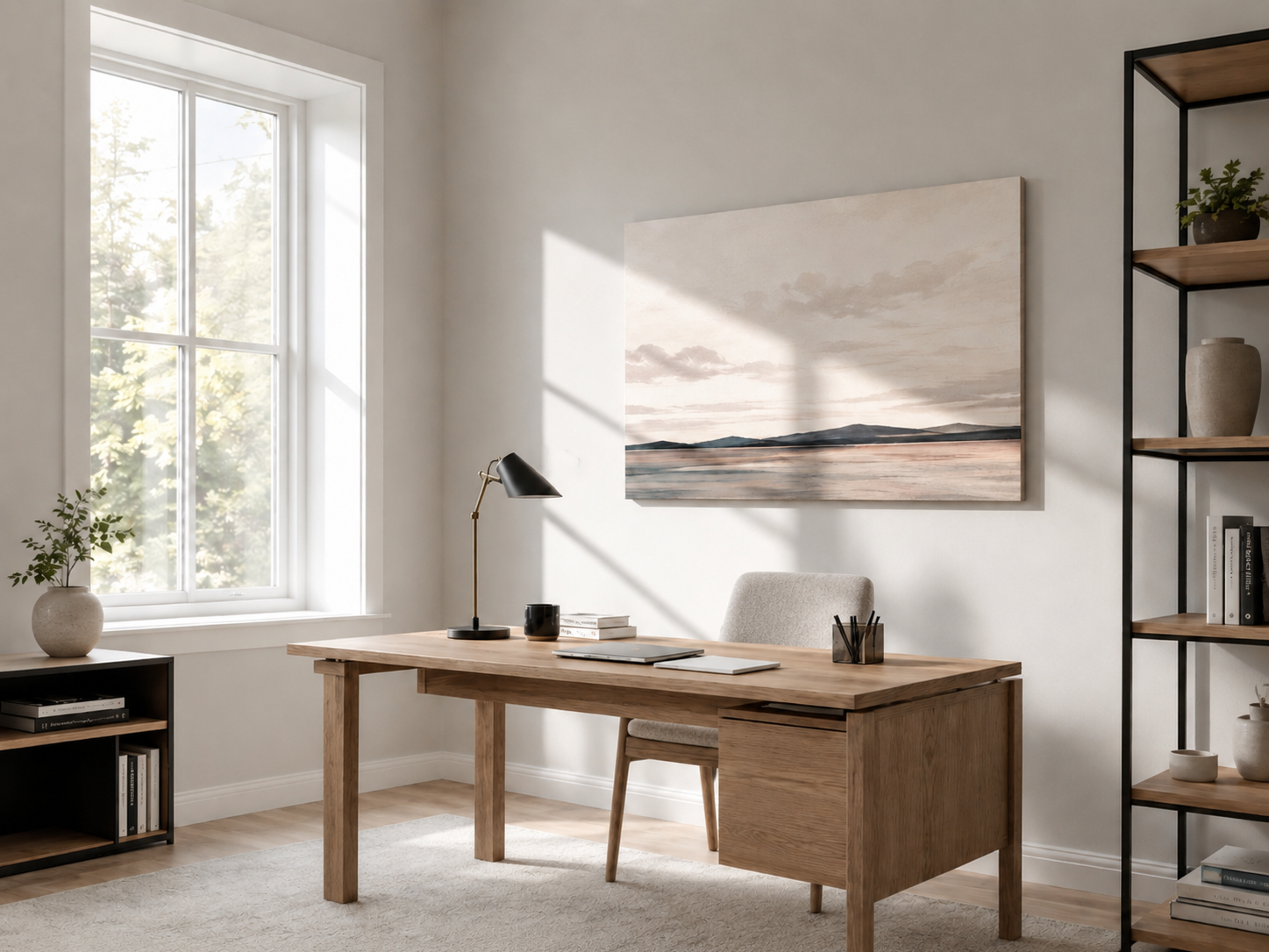 Soft horizon framed artwork